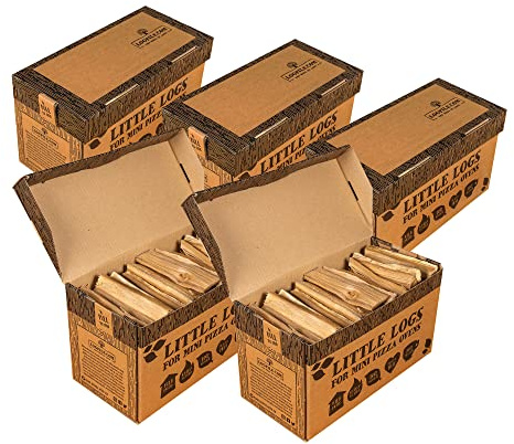 Logpile - Kiln Dried Beech Hardwood British Little Logs (5 boxes) | Perfect for Pizza Ovens & Fire Pits | Mini Logs for Wood-Fired Cooking | Quick Lighting & High Heat | 4kg Hand-Packed, Eco-Friendly
