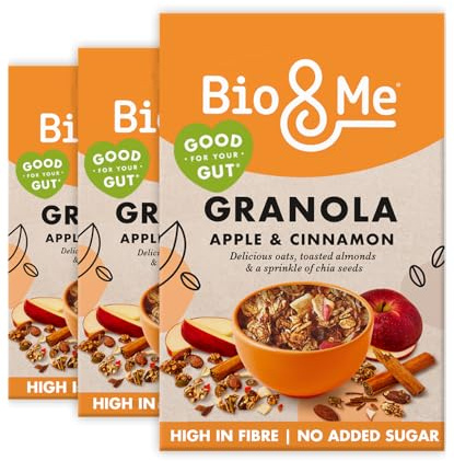 Bio&Me Apple and Cinnamon Granola 3-Pack (3 x 360g) | Vegan, High Fibre, No Added Sugar, Breakfast Cereal