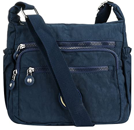 Milky Way Damen Umhängetasche mit Mehreren Taschen, wasserdichte Nylon Mittelgroß Crossbody Bag Handytasche zum Umhängen Umhängetaschen für Mädchen und Damen (blau)