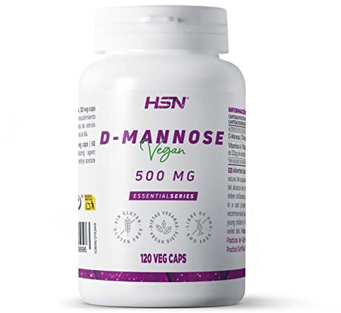 HSN D-Manosa | 120 Cápsulas Vegetales | 2000mg D-Mannose por Dosis Diaria | Con Vitamina A | No-GMO, Vegano, Sin Gluten