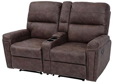 Mendler 2er Kinosessel HWC-K17, Relaxsessel Fernsehsessel Sofa, Nosagfederung Getränkehalter Fach - Stoff/Textil braun