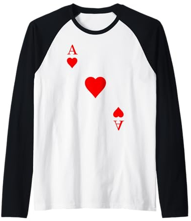 Spielkarte Herz Ass Poker Kartenspiel Karneval Kostüm Raglan