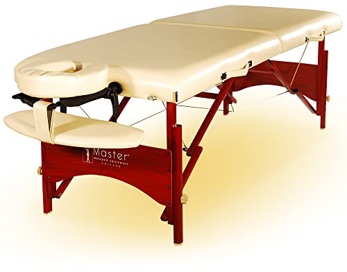 Master Massage 71 cm Vista/Karibik Holz Leichte Tragbare Massageliege Faltbare Massageliege Spa Beauty Couch Physiotherapie-Bett W/Ambient Light System, Sand