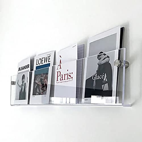 CMYUN Zeitungsständer Zeitschriftenhalter aus Acryl Zur Wandmontage, Klar Wohnzimmer Büro Zeitschriftenständer mit Beschlägen, Hängender Wandbroschürenständer (Size : 120cm(47 1/4))