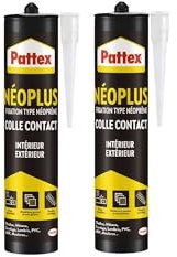 PATTEX Néoplus Colle de Fixation type néoprène - Tous matériaux, intérieur et extérieur, prise immédiate -Cartouche 390g (Lot de 2)