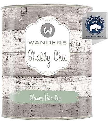 Wanders Shabby Chic Kreidefarbe 750 ml - Blasser Bambus/Helles Grüngrau - Küchenmöbellack und Möbelfarbe ohne Schleifen. Chalk Paint, für Holz & mehr. Hohe Deckkraft, schnell trocknend