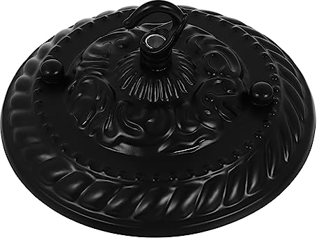 Hemobllo Retro Deckenleuchte Platte Schraubhaken Vintage Pendelleuchte Grundplatte 130mm Schwarz Für Innenbeleuchtung Wohnzimmer Bar Cafe