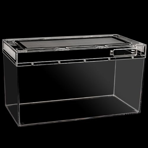 MegLob Reptilien-PC-Terrarium Mit Kabelloch, Reptilien-Aufzuchtbox, Reptilien-Aufzuchtbehälter, Haustier-Reptilien-Lebensraum, Reptilienbecken Mit Vollständiger Sicht,L