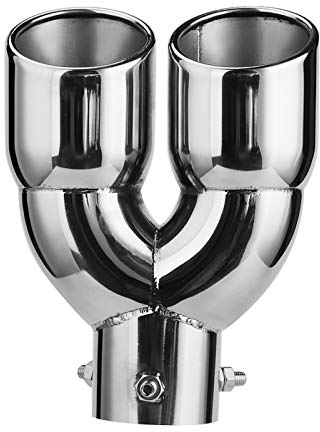 TOWEBOORY Endrohr Auspuffblende, Auspuffblende Doppelrohr Auspuff Y Auto Endrohr Exhaust Pipe Splitter Exhaust Pipe Doppelspitzen Schalldämpfer Auspuff Sound Booster Auslass Edelstahl