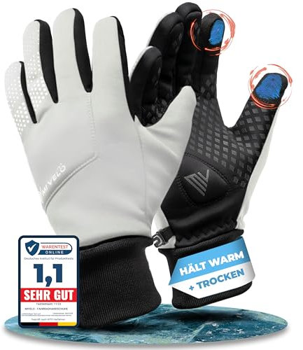 MIVELO Fahrradhandschuhe Herren & Damen mit Ergo-PAD Winterhandschuhe Touchscreen wasserfest, Winddicht & gepolstert Handschuhe Fahrrad Winter schwarz (Reflektierend, M)