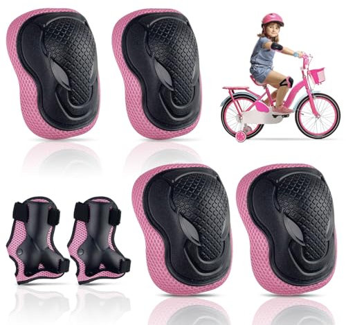 Rseuphiee 6 Stück Knieschützer Kinder Set, Protektoren Knieschoner Kinder, Verstellbar Knieschoner, Ellenbogenschoner und Handgelenkschoner, für Rollerblading Skateboard Roller Radfahren