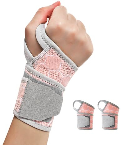 VerteLife Handgelenk Bandagen Handgelenkstütze Verstellbare Handgelenkbandage für Herren und Damen, Atmungsaktive Karpaltunnel Bandage Handgelenk für Arthritis Schmerzlinderung - Rosa,1Paar