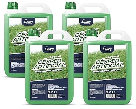 LUCCY Higienizador Césped Artificial 4 x 2 Litros | Limpiador para Césped Artificial, Higienizador Concentrado Triple Acción, Eliminador de Olores | Limpiador, Concentrado, Triple Acción, Eliminador de Olores