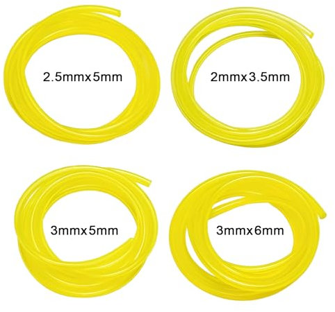 JEKUGOT Strimmer Fuel Pipe, 4 Size Fuel Hose, Strimmer Fuel Line, Petrol Hedge Trimmer Fuel Line, 2 x 3.5mm, 2.5 x 5mm, 3 x 5mm, 3 x 6mm, 1m Long