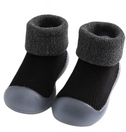 Non-Slip Baby Winter Sock Shoes Toddler Thermal First Walking Shoes Kid Pre-Walker Winter Warm Bootie Baby Slipper Socks with Rubber Soles Baby Girls Boys Soft Sole Shoe Socks Sneakers Trainers