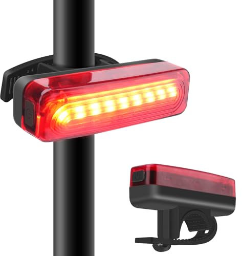 BORUIT Rear Bike Light-USB Rechargeable Bike Tail Light IP65 Waterproof 1200mAh Bicycle Rear Light Easy to Install Road Mountain City Commuting Adventure Cycling Safety Flash 5 Modes