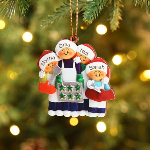 Weihnachtsbaum Ornamente Personalisiert Weihnachtsbaumanhänger mit 2-8 Namen Weihnachtskugeln aus Holz mit Band Dekoration 2024 2025 (B-4 Name)