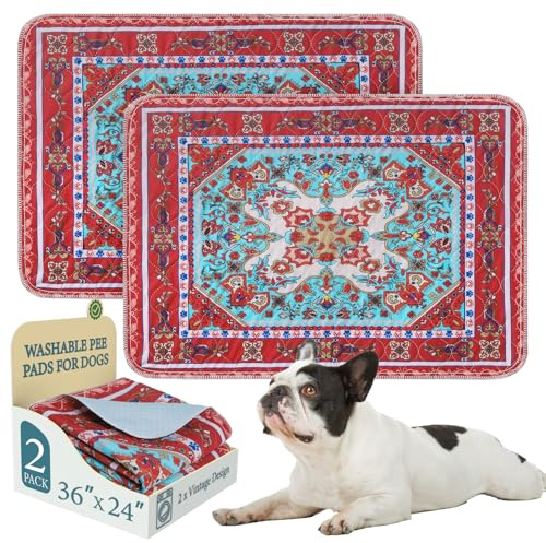 Homimp Washable Pee Pads for Dogs, 2 Pack Reusable Puppy Pads Waterproof, Absorbent and Leakproof Dog Pee Pads, Non Slip Puppy Training Pads, Pet Mat for Floor, Crate, Couch, Whelping,Brown, 24x36