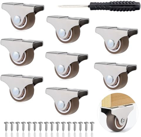 YSDMY Ruote per Mobili 25mm - Set 8 Pezzi Rotelle Silenziose per Carrello Fino a 96 KG, Fisse e Girevoli