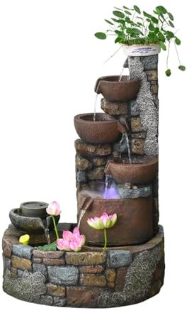 Fontana da tavolo Zen rilassante Fontana d'acqua del soggiorno, decorazione della fontana all'aperto, decorazione del balcone del cortile di atterraggio Fontana interna a cascata