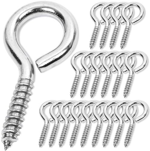 ACCZIO 20 Stück 2.5 Zoll Schraubaugen M6 304 Edelstahl-Augenmuttern, Hochfestigkeits-Schrauben, Augenhaken-Schrauben, Innenseitig & Außenseitig Verwendung (20, M6-2.5inch)