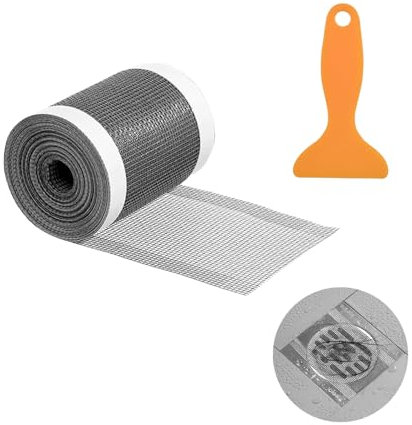 Abflusssieb Dusche, Einweg Duschabfluss Mesh Aufkleber, 70mm x 10m Haarsieb Duschrinne mit Plastikspachtel, Selbstklebender Abfluss Haarfänger für Duschen Badewannen, Küchen