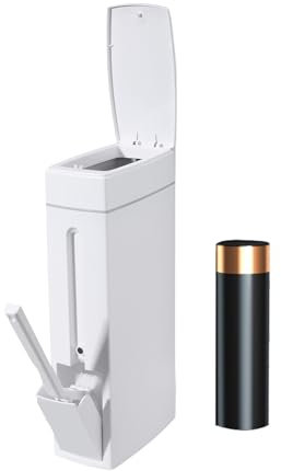 スイムリー Narrow Bathroom Trash Can with Toilet Brush Press-Type Waste Bin Dustbin Kitchen Garbage Bucket Bag Household