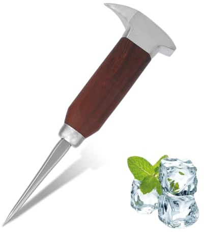 Rompighiaccio in Acciaio Inossidabile, Rompighiaccio per Rompere il Ghiaccio con Manico in Legno Rompighiaccio Rompighiaccio Strumento per Intagliare il Ghiaccio per Cucina, Bar, (#2)