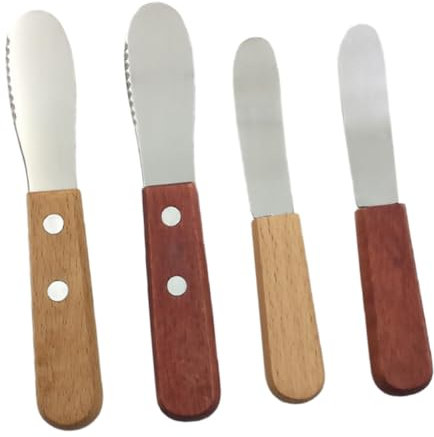 Cabilock 4pezzi Raschietti Per Burro in Acciaio Con Manico in Legno Formaggio e Tagliaverdure Utensili Da Cucina Pratici e Resistenti