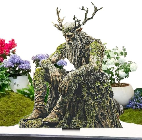 Adornos de jardín de hadas de belleza, estacas de maceta 2D, estatua de hada de árbol de hombre, estaca de acrílico para jardín, figuras en miniatura hechas a mano para decoración de césped