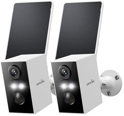 wansview Solar Cmera Outdoor Wireless - 2K CCTV Security Camera Outdoor, 2P | Two-Way Audio, PIR Human Detection, Color Night Vision, Real-time Alert, Battery Operated, TF Card Storage, 2.4GHz WiFi, IP65
