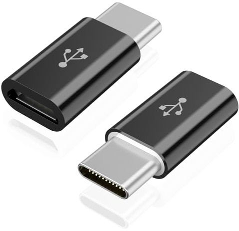Adaptador micro USB a USB C, 2 unidades, USB tipo C macho a micro USB hembra, adaptador USB C compatible con Samsung Galaxy, Huawei, teléfonos tipo C, tabletas y más (2 unidades)