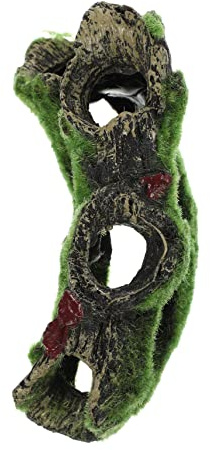 Kisangel Décoration de Paysage pour Aquarium Résine avec Cachette Forme de Grotte et Mousse Ornement pour Aquarium et Terrarium de Couleur Naturelle et Attrayante pour Poissons