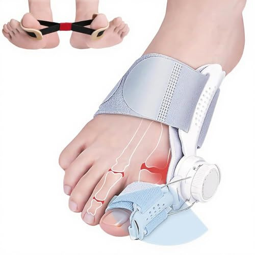 GSCRE Hallux Valgus Korrektur Zehenspreizer, Hallux Valgus Zehenspreizer | Hallux Valgus Schiene mit Drehknopf, Zehenspreizer und Ballenpolster, Nachtschiene für Links und Rechts