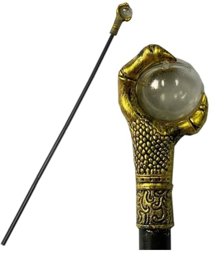 GORGECRAFT Canne de Marche Vintage en Forme de Griffe de Dragon Sceptre Égyptien avec Tête en Cuivre Doré Baguette de Cosplay en Plastique pour Halloween Sorcières Sorciers Déguisement de Fête