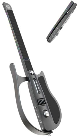 Intelligente Gitarre, Saitenlose Gitarre, Tragbar und Faltbar, Schwarz | mit app-steuerung, akkordgenerator, integrierter drum-machine und lautsprechern, midi multidimensionale noten