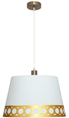 Colgante Dalia blanco y oro 1 x E27, dimensiones 40 x 40 cm, diseñado para: iluminación en salones, comedores o espacios contemporáneos.