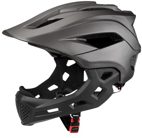 Casco integrale per bambini – Casco di sicurezza regolabile con visiera, casco da scooter per bambini, attrezzatura protettiva per motocross, ATV, mountain bike, corsa, sport, strada, avventura