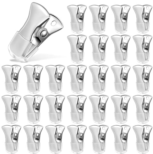 30 Stück Klemmen Metall Federklemmen Breite Metall Mini Krokodilklemmen mit Silikonspitze Wäscheklammern Duschvorhanghaken Clips für Fotos Vorhange Kleidung Snacks Bastelarbeiten