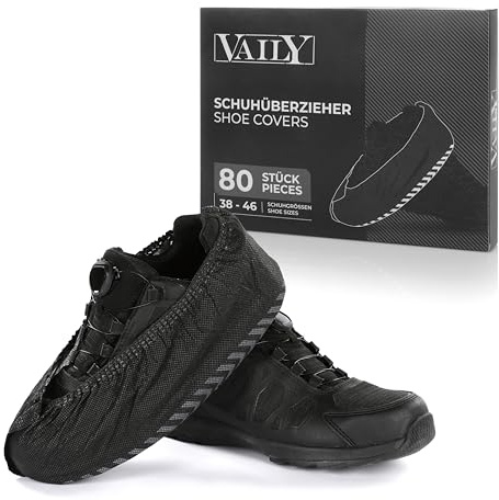 Vaily Cubrezapatos negros – 80 unidades (40 pares) de fundas para zapatos resistentes y antideslizantes