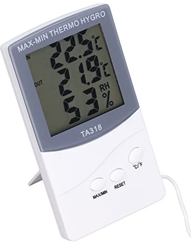 Depisuta Medidor de Humedad y Temperatura Interior y Exterior, Termómetro Moderno con Sonda, Pantalla de Pared/mesa, Material ABS
