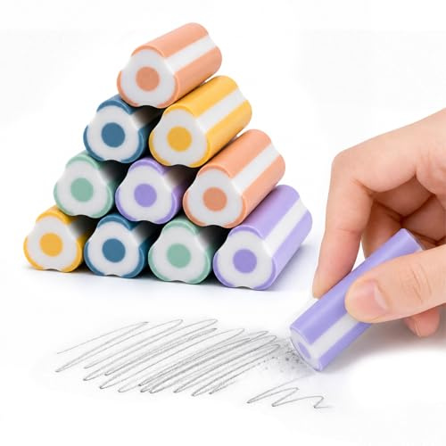 10 stycken suddgummipennor i 5 färger, ergonomisk trekant pennformat radergummi, dammfritt radergummi, blyertspenna suddgummi, skrivmaterial för skolmaterial hem kontorsmaterial skrivmaterial