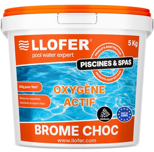 Llofer Brome Choc Spa Piscine - Re Activateur de Brome Spécial Spa - Poudre - Pot 5kg - Gamme Llofer