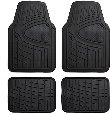 FH Group Automotive Floor Mats - Heavy-Duty Rubber Floor Mats for Cars, Universal Fit Full Set, Climaproof & Trimmable Floor Mats for Most Sedan, SUV, Truck, Black