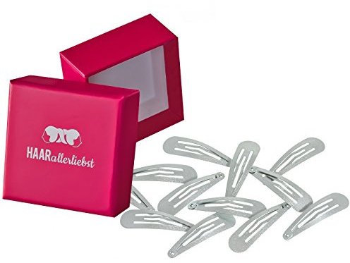 Haarallerliebst Haarspangen MORE GRIP für mehr Halt für Kinder & Damen – 12 Stück in silber (5 cm) inkl. Aufbewahrungsbox – Ideal für alle Haartypen