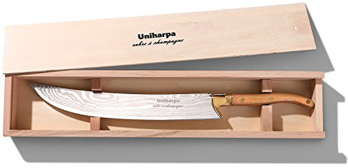 Uniharpa Champagne Saber Sword with Wooden Gift Case,Stainless Steel Blade - Premium Saber for Champagne Bottle Opening, Ideal Champagne Cork Knife & Champagne Themed Gifts for Wedding and Christmas