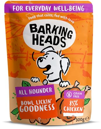 Barking Heads våtfoder för hundar – skål Lickin' kyckling – utan konstgjorda smaker – spannmålsfritt recept (10 x 300 g)