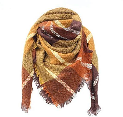 Bakicey Bufanda de mujer XXL cálida y suave bufanda de punto a cuadros de invierno bufanda de otoño bufanda de lana bufanda mujer bufanda, Nuevo 04 Amarillo, 3XL