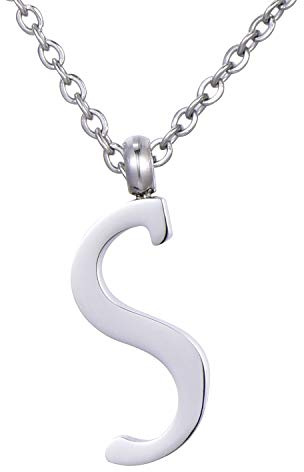 Morella Damen Halskette mit Buchstaben Anhänger Edelstahl Silber in Schmuckbeutel