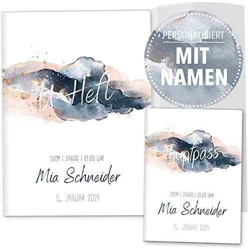 OLGS U-Heft und Impfpasshüllen Set 3-teilig | Glamour Splash stylische Hüllen für den Untersuchungsheft & Impfpass | Schöne Geschnkidee personalisierbar mit Namen (Uhefthüllen personalisiert, 03)